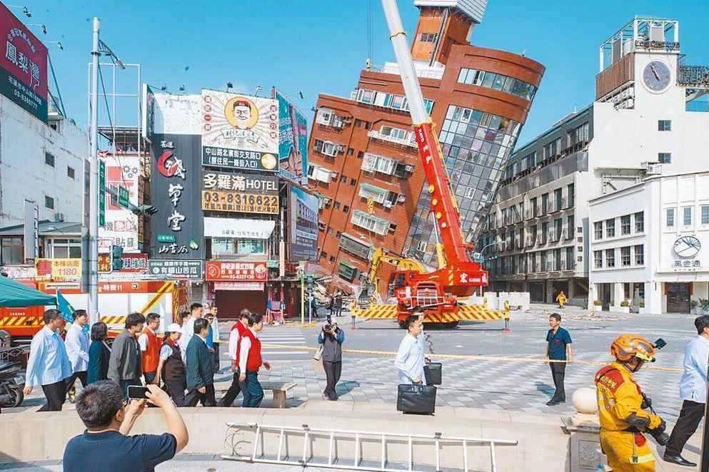 Workers rush to stabilize and shore up damaged buildings in Taiwan after strong earthquake